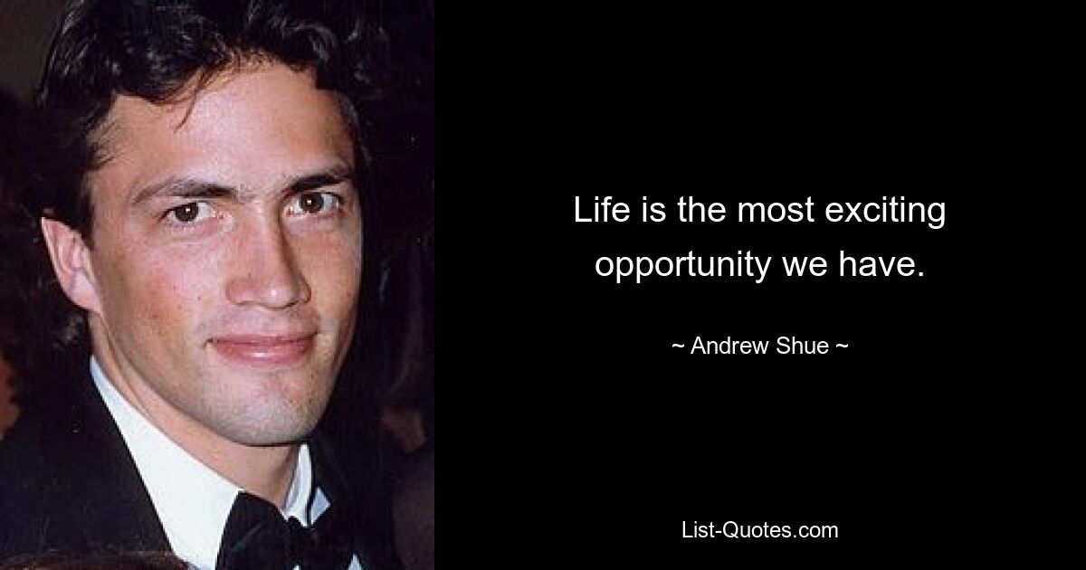 Life is the most exciting opportunity we have. — © Andrew Shue