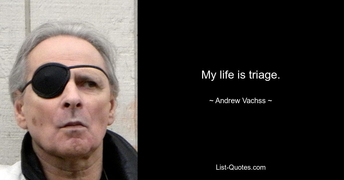 My life is triage. — © Andrew Vachss