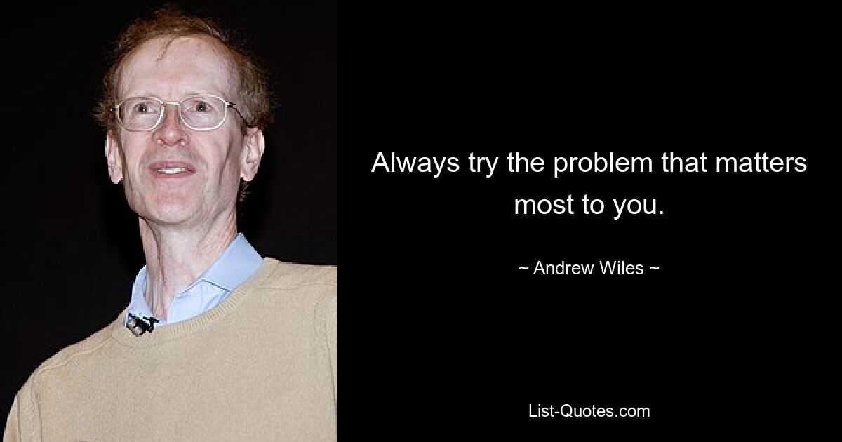 Always try the problem that matters most to you. — © Andrew Wiles