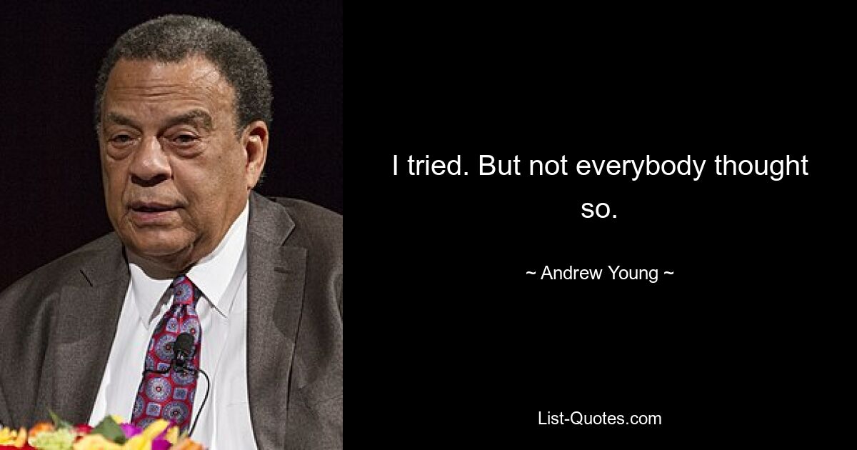 I tried. But not everybody thought so. — © Andrew Young