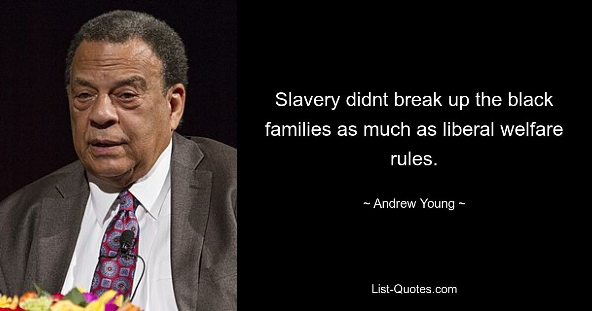 Slavery didnt break up the black families as much as liberal welfare rules. — © Andrew Young