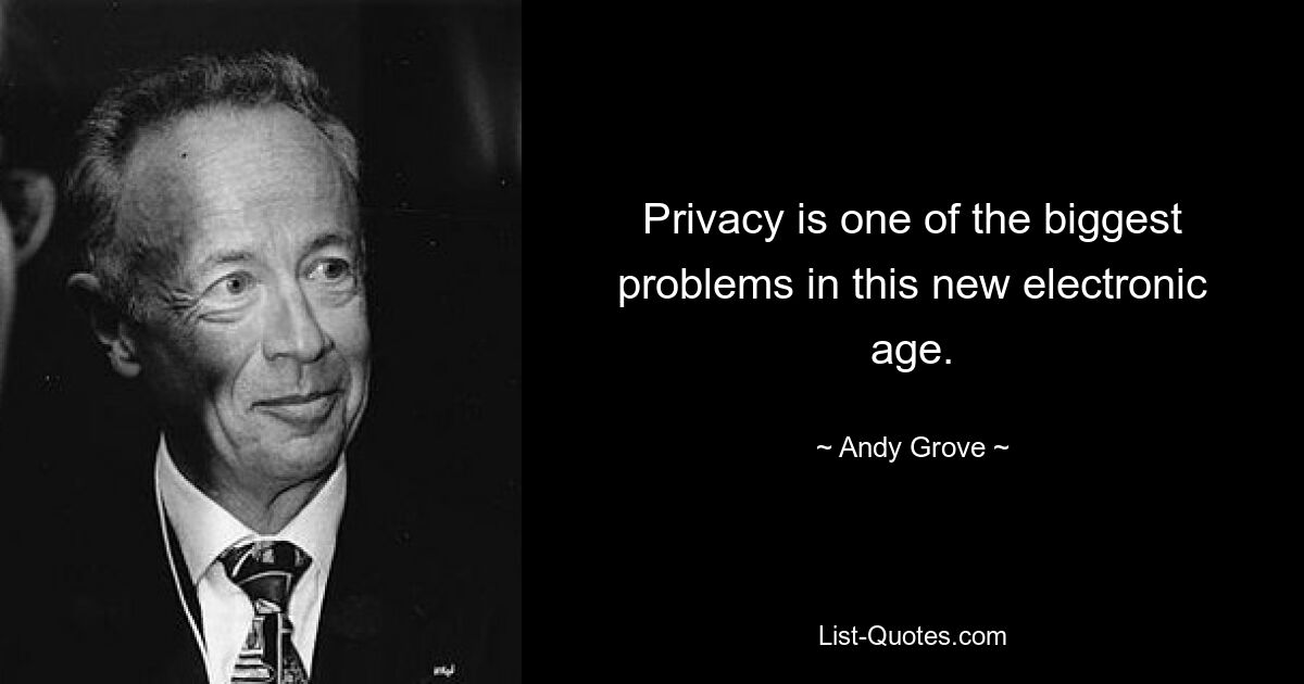 Privacy is one of the biggest problems in this new electronic age. — © Andy Grove