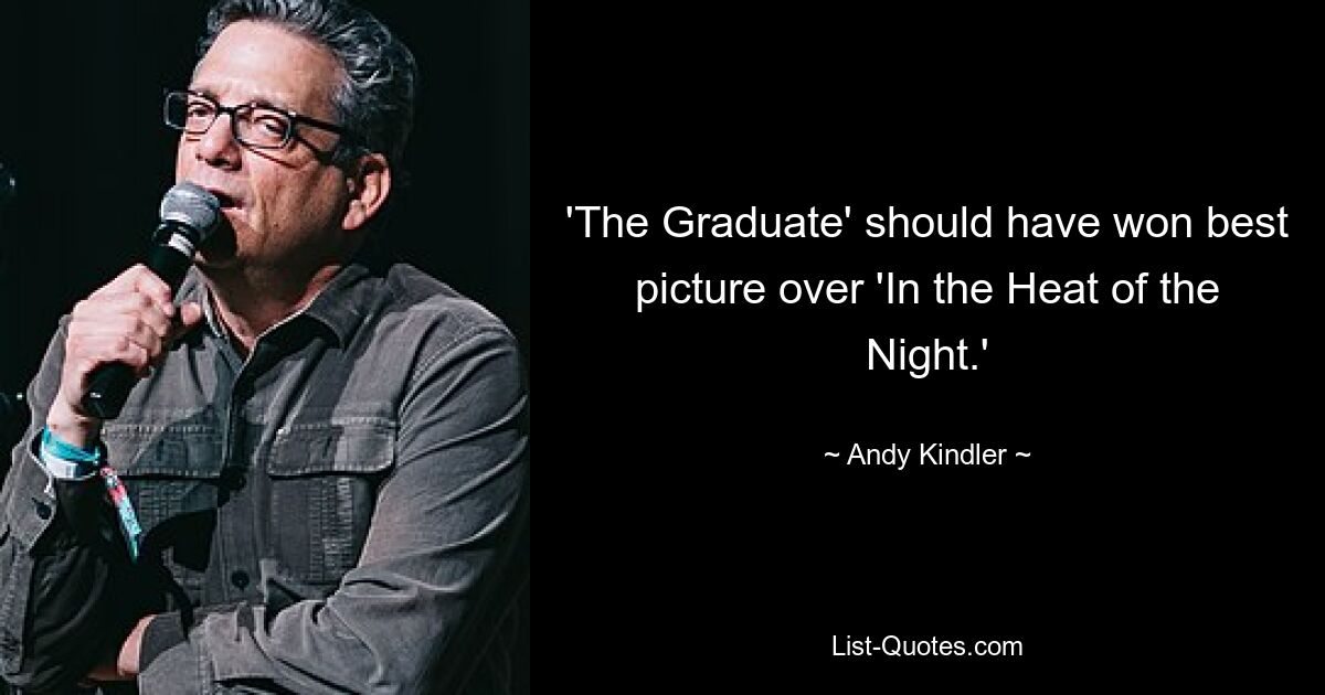 'The Graduate' should have won best picture over 'In the Heat of the Night.' — © Andy Kindler