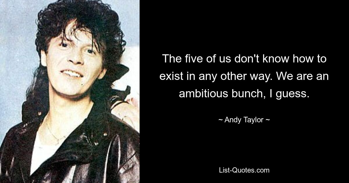 The five of us don't know how to exist in any other way. We are an ambitious bunch, I guess. — © Andy Taylor