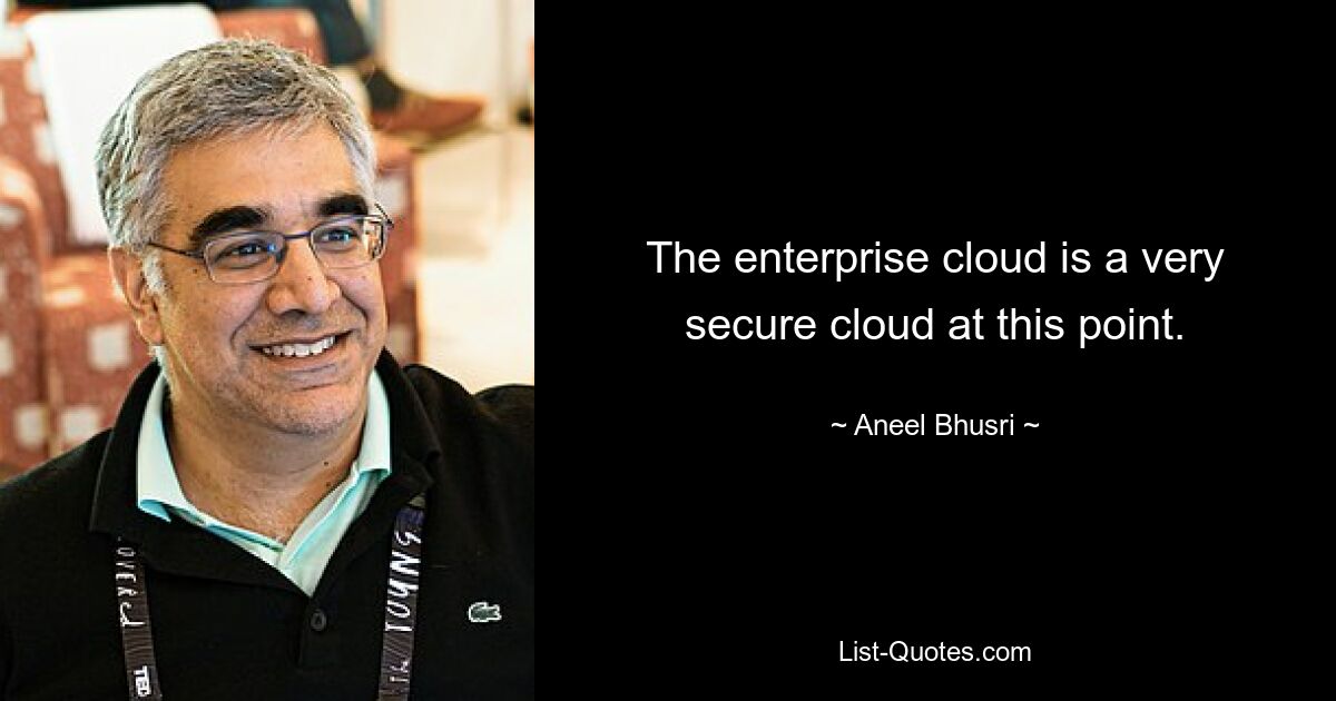 The enterprise cloud is a very secure cloud at this point. — © Aneel Bhusri