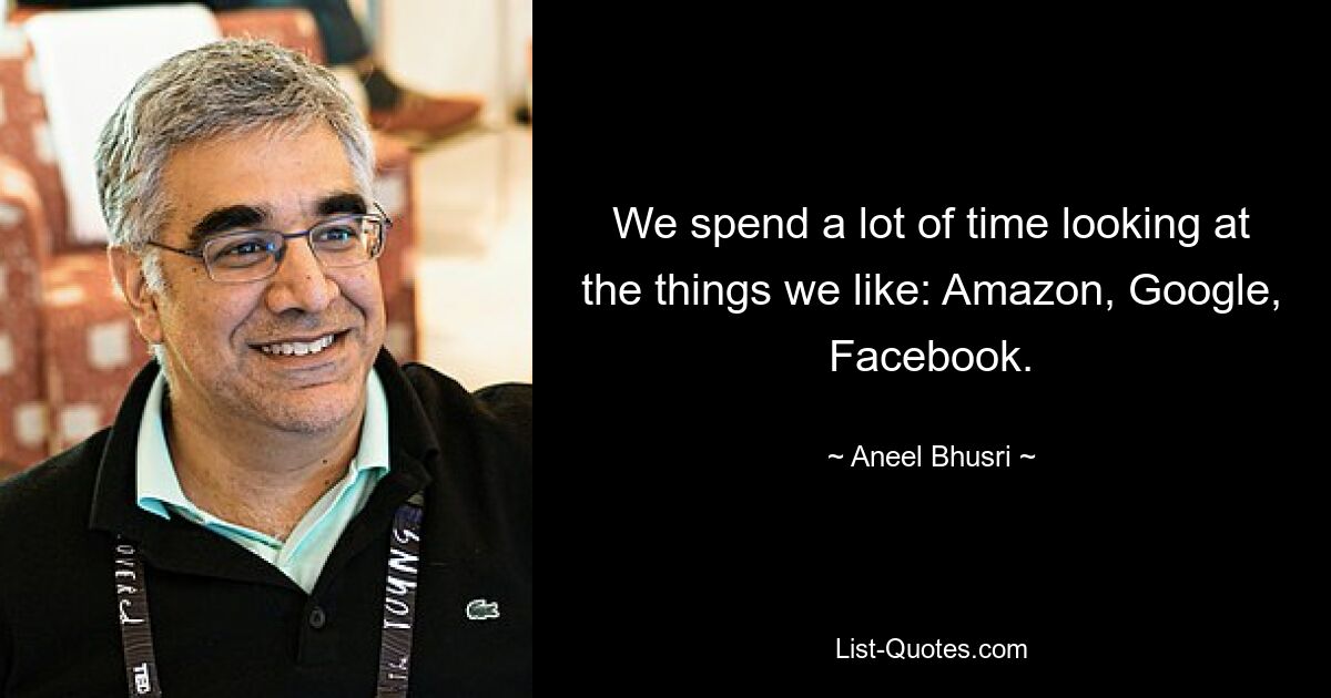 We spend a lot of time looking at the things we like: Amazon, Google, Facebook. — © Aneel Bhusri