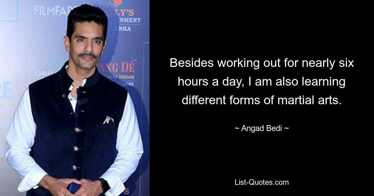 Besides working out for nearly six hours a day, I am also learning different forms of martial arts. — © Angad Bedi