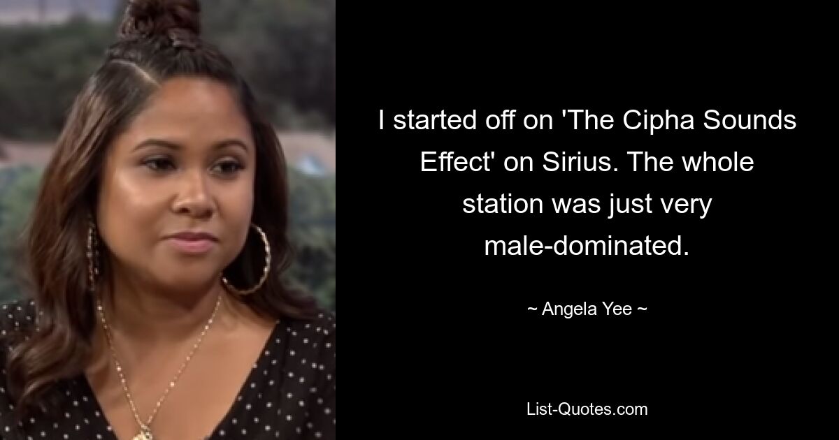 I started off on 'The Cipha Sounds Effect' on Sirius. The whole station was just very male-dominated. — © Angela Yee