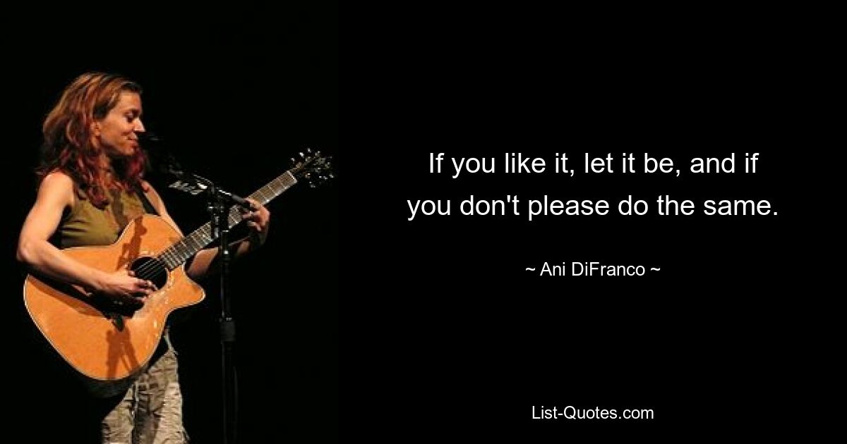 If you like it, let it be, and if you don't please do the same. — © Ani DiFranco