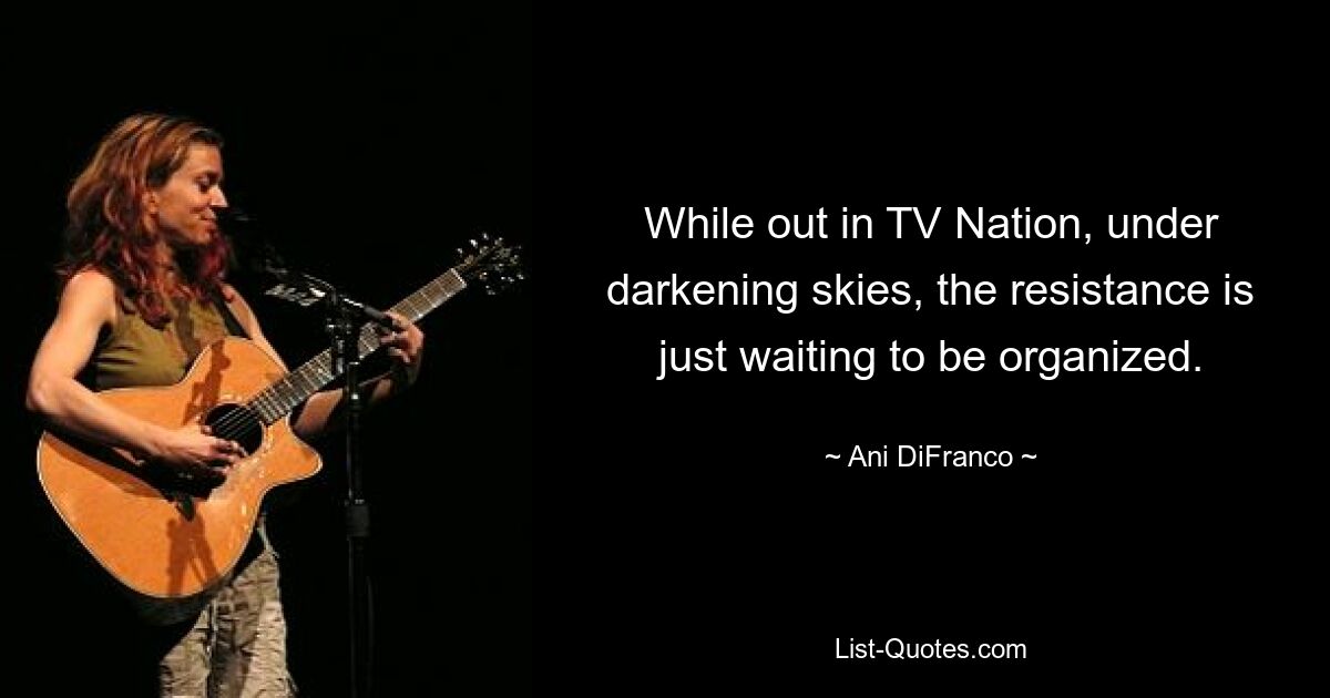 While out in TV Nation, under darkening skies, the resistance is just waiting to be organized. — © Ani DiFranco