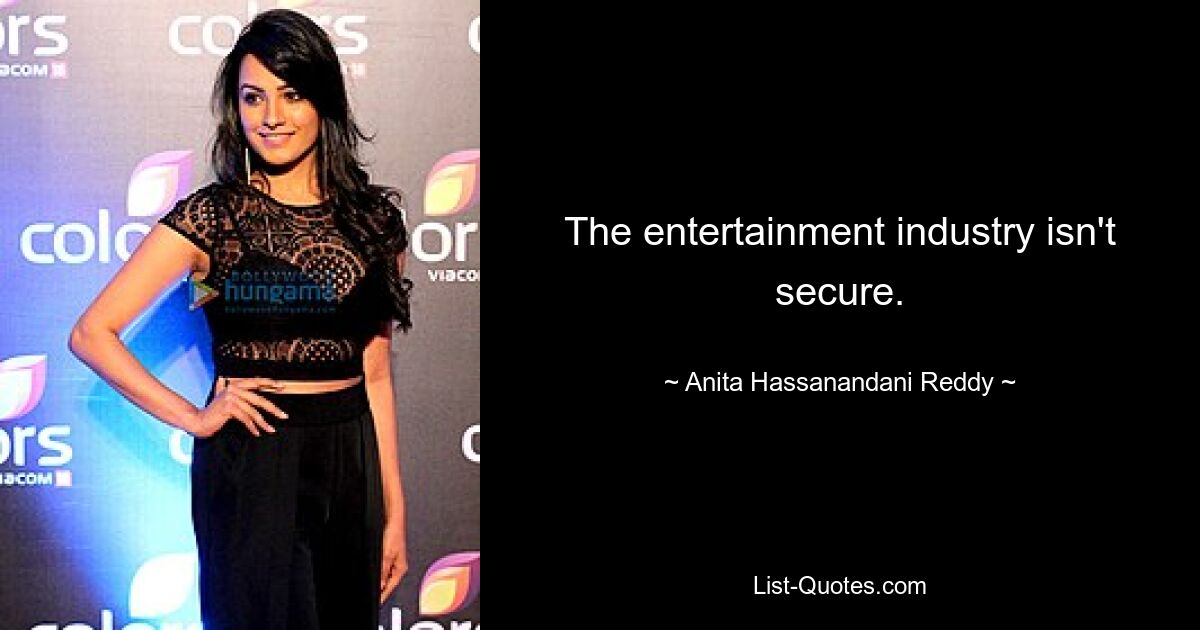 The entertainment industry isn't secure. — © Anita Hassanandani Reddy