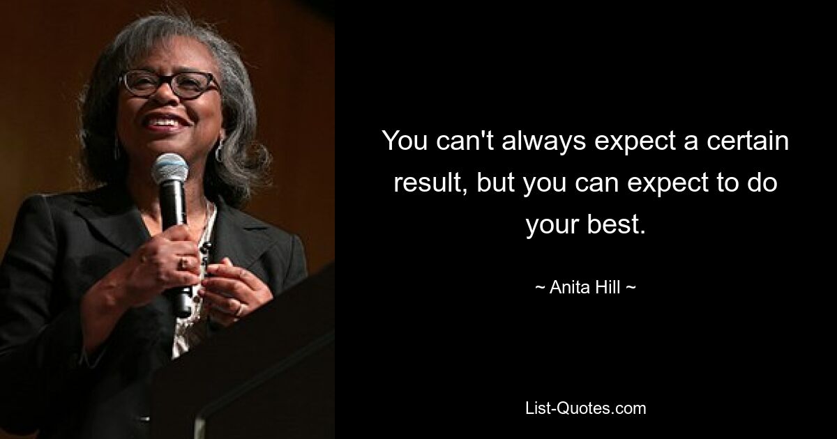 You can't always expect a certain result, but you can expect to do your best. — © Anita Hill