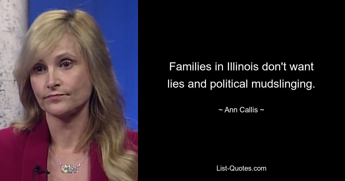 Families in Illinois don't want lies and political mudslinging. — © Ann Callis