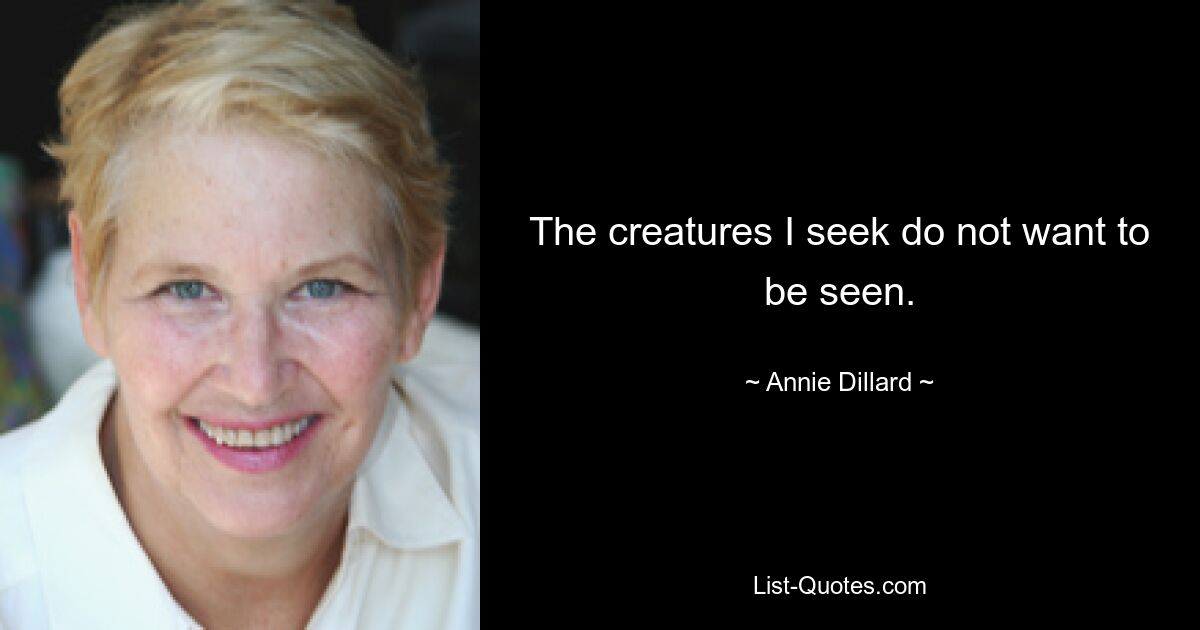 The creatures I seek do not want to be seen. — © Annie Dillard