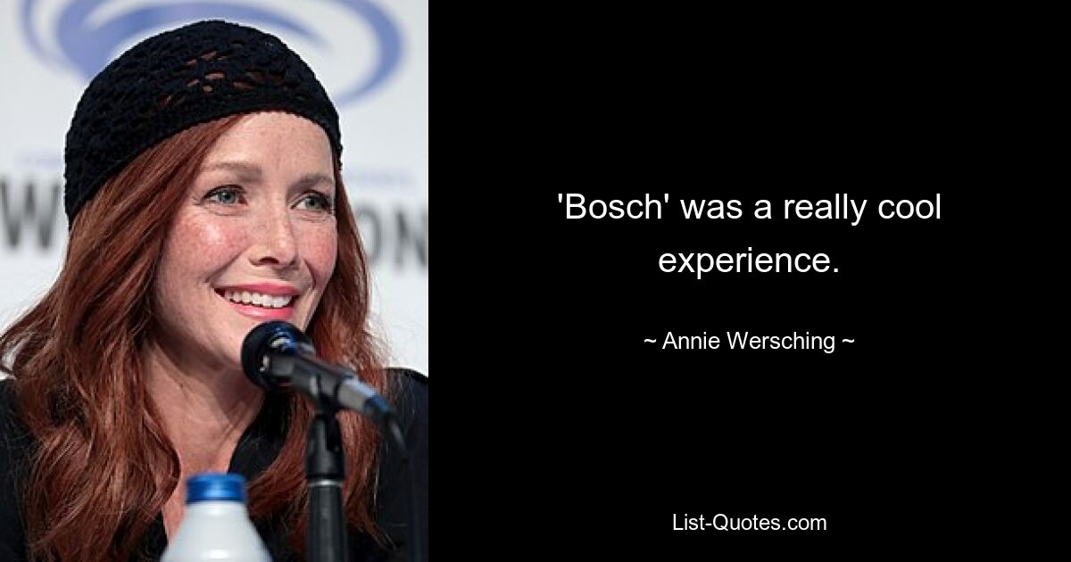 'Bosch' was a really cool experience. — © Annie Wersching