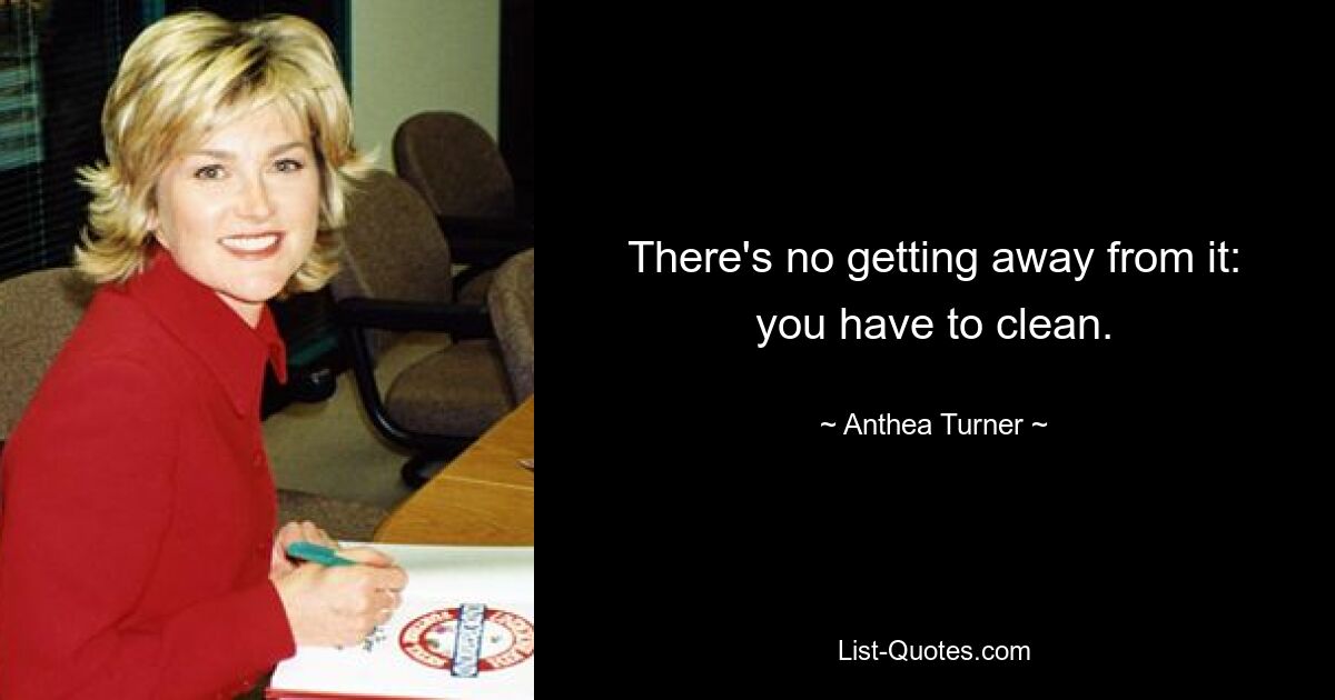 There's no getting away from it: you have to clean. — © Anthea Turner