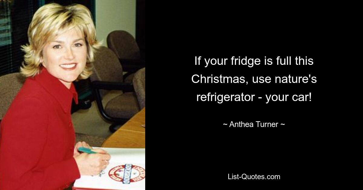 If your fridge is full this Christmas, use nature's refrigerator - your car! — © Anthea Turner