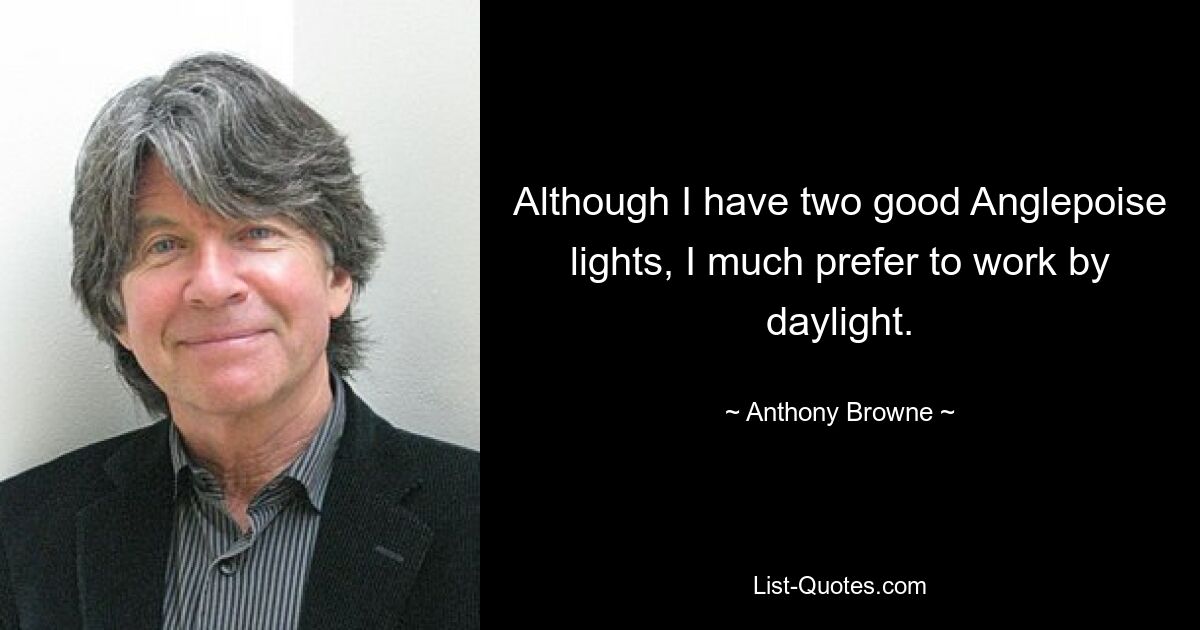 Although I have two good Anglepoise lights, I much prefer to work by daylight. — © Anthony Browne