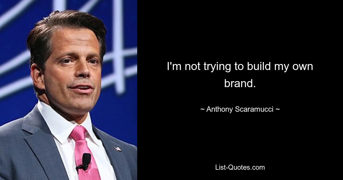 I'm not trying to build my own brand. — © Anthony Scaramucci