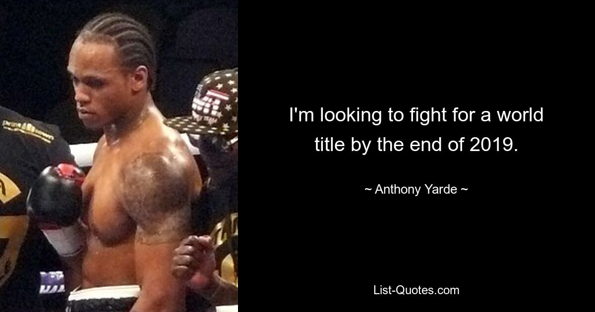 I'm looking to fight for a world title by the end of 2019. — © Anthony Yarde