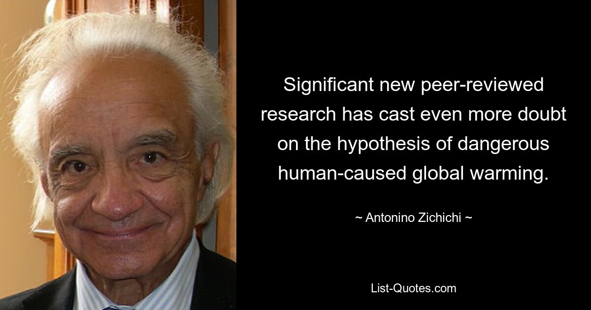 Significant new peer-reviewed research has cast even more doubt on the hypothesis of dangerous human-caused global warming. — © Antonino Zichichi