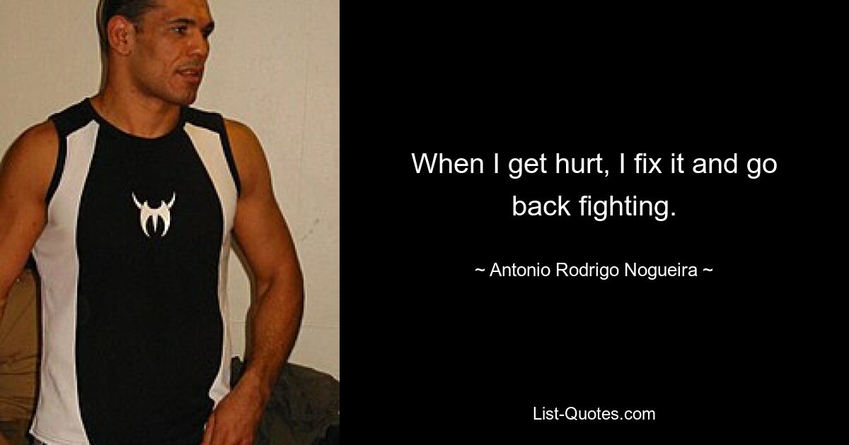 When I get hurt, I fix it and go back fighting. — © Antonio Rodrigo Nogueira