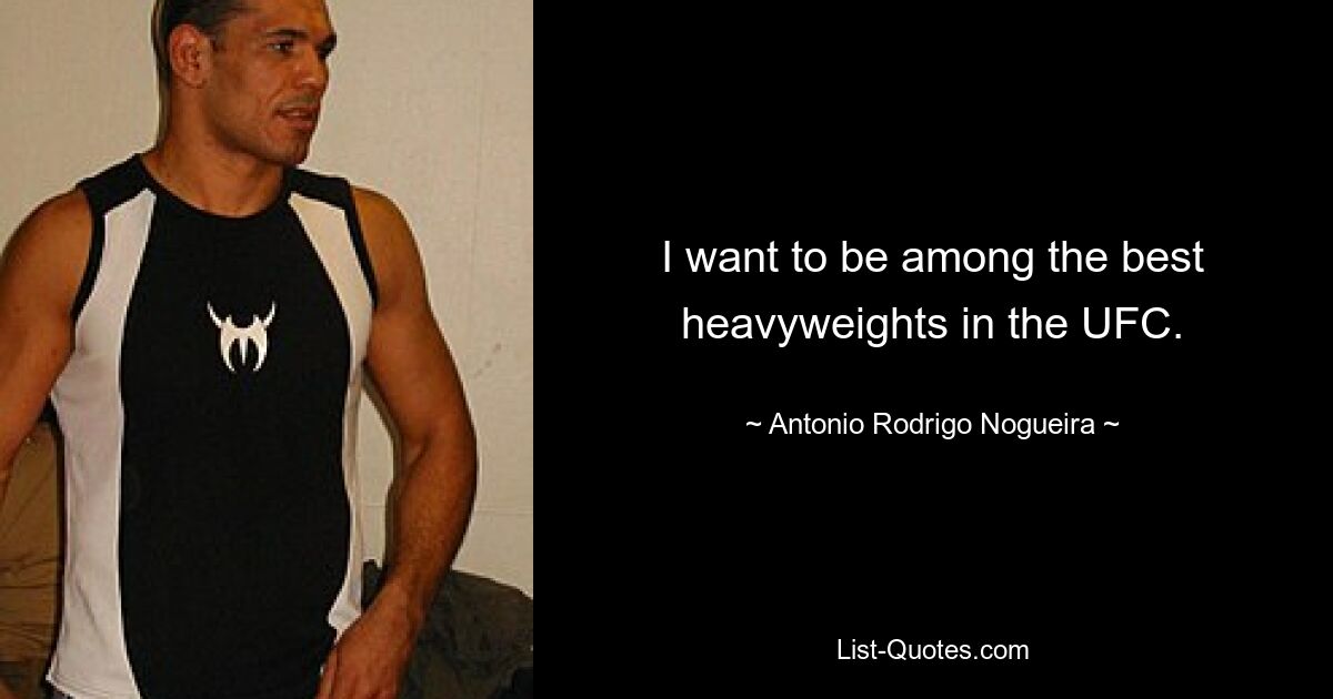 I want to be among the best heavyweights in the UFC. — © Antonio Rodrigo Nogueira