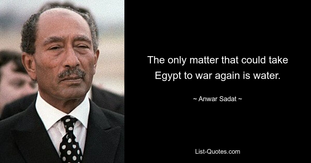 The only matter that could take Egypt to war again is water. — © Anwar Sadat