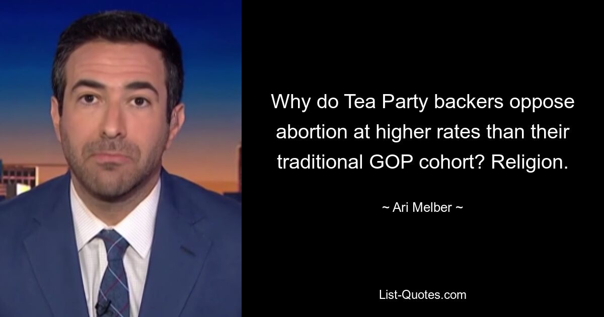 Why do Tea Party backers oppose abortion at higher rates than their traditional GOP cohort? Religion. — © Ari Melber