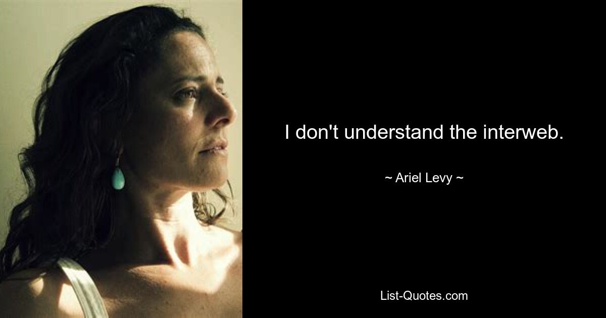 I don't understand the interweb. — © Ariel Levy