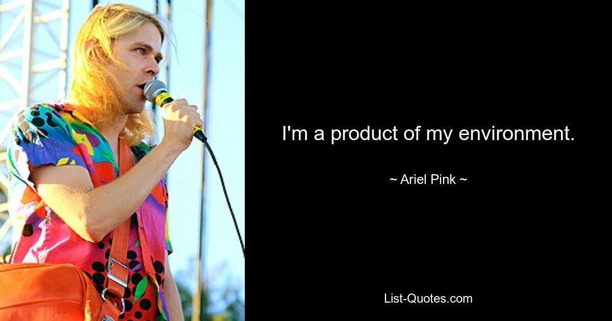 I'm a product of my environment. — © Ariel Pink