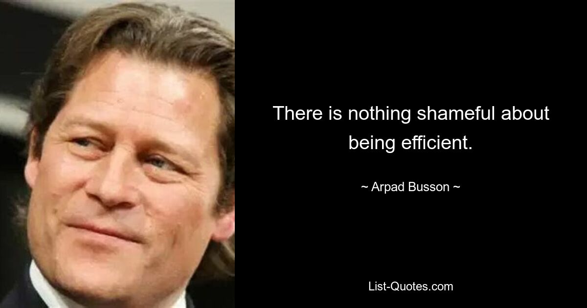 There is nothing shameful about being efficient. — © Arpad Busson