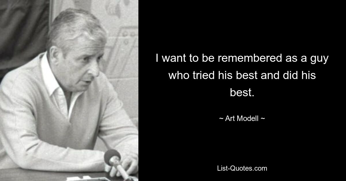 I want to be remembered as a guy who tried his best and did his best. — © Art Modell