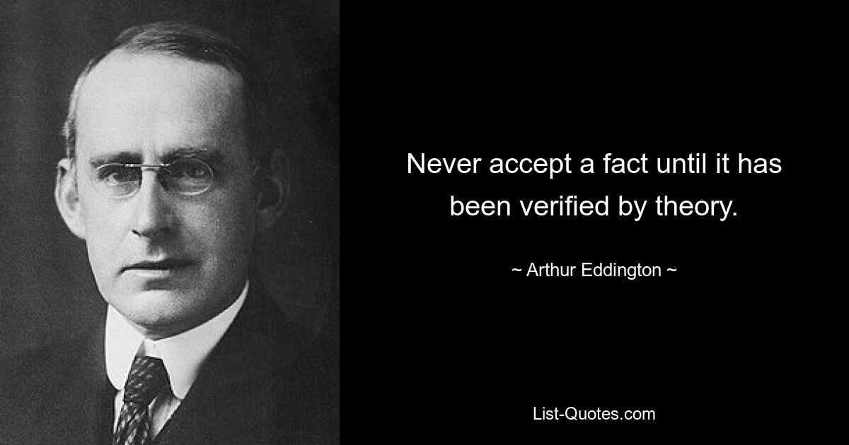 Never accept a fact until it has been verified by theory. — © Arthur Eddington