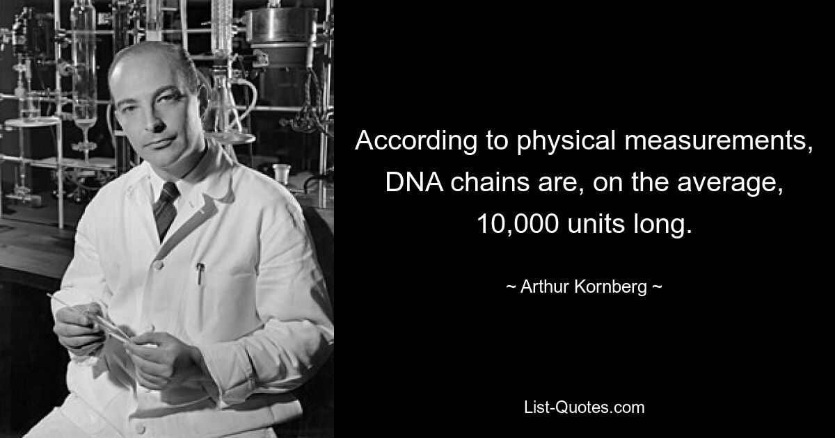 According to physical measurements, DNA chains are, on the average, 10,000 units long. — © Arthur Kornberg