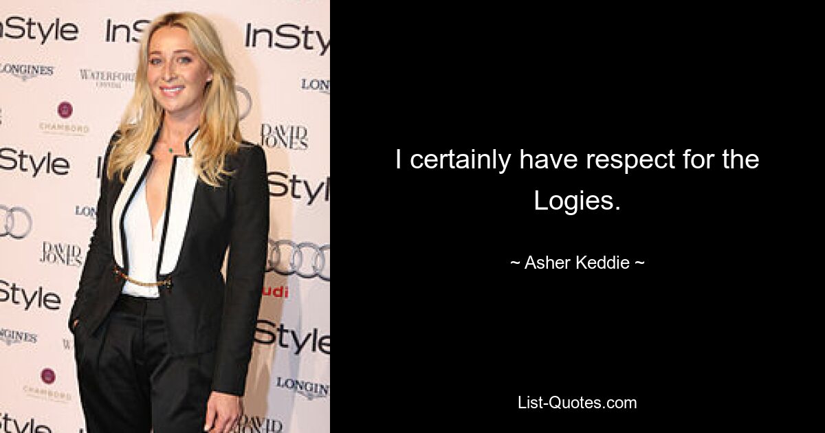 I certainly have respect for the Logies. — © Asher Keddie