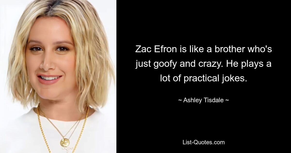 Zac Efron is like a brother who's just goofy and crazy. He plays a lot of practical jokes. — © Ashley Tisdale