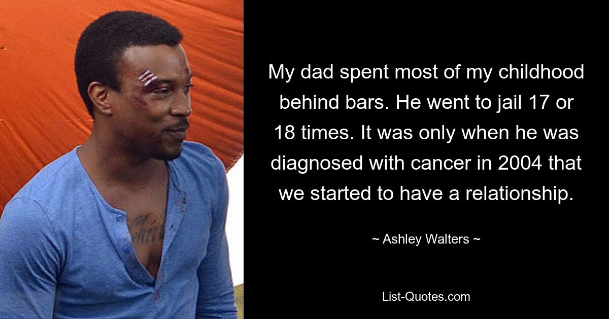 My dad spent most of my childhood behind bars. He went to jail 17 or 18 times. It was only when he was diagnosed with cancer in 2004 that we started to have a relationship. — © Ashley Walters