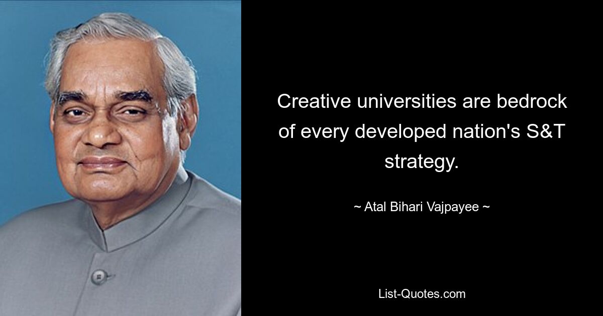 Creative universities are bedrock of every developed nation's S&T strategy. — © Atal Bihari Vajpayee