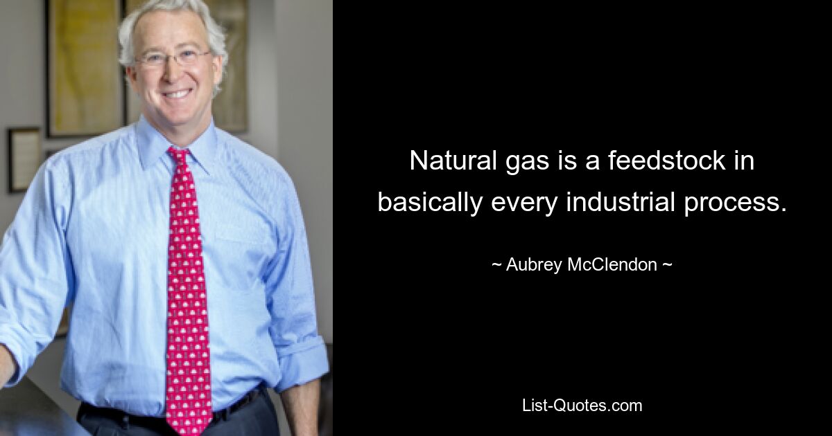 Natural gas is a feedstock in basically every industrial process. — © Aubrey McClendon