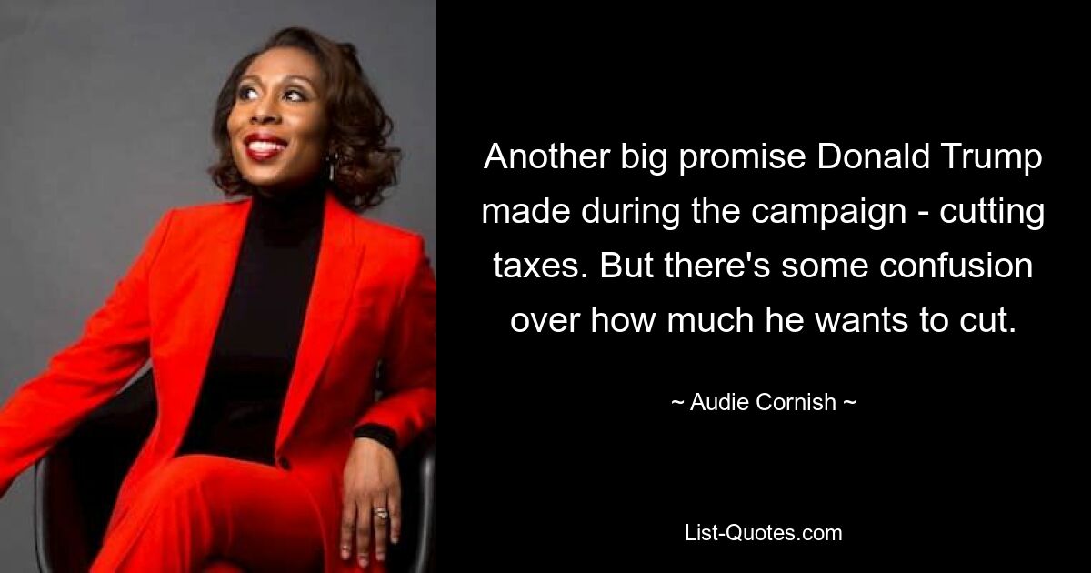 Another big promise Donald Trump made during the campaign - cutting taxes. But there's some confusion over how much he wants to cut. — © Audie Cornish