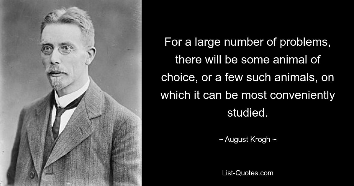 For a large number of problems, there will be some animal of choice, or a few such animals, on which it can be most conveniently studied. — © August Krogh