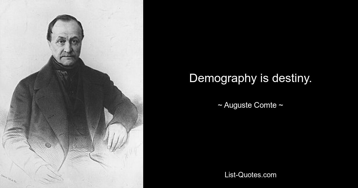 Demography is destiny. — © Auguste Comte