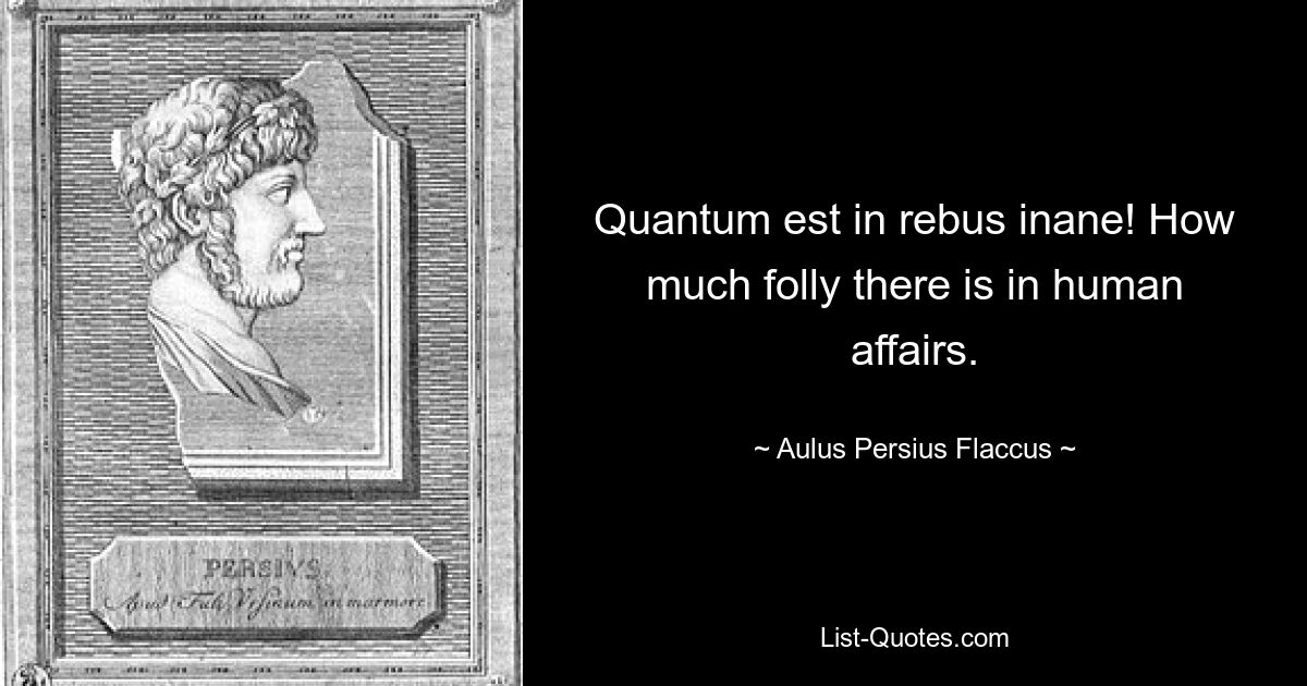 Quantum est in rebus inane! How much folly there is in human affairs. — © Aulus Persius Flaccus