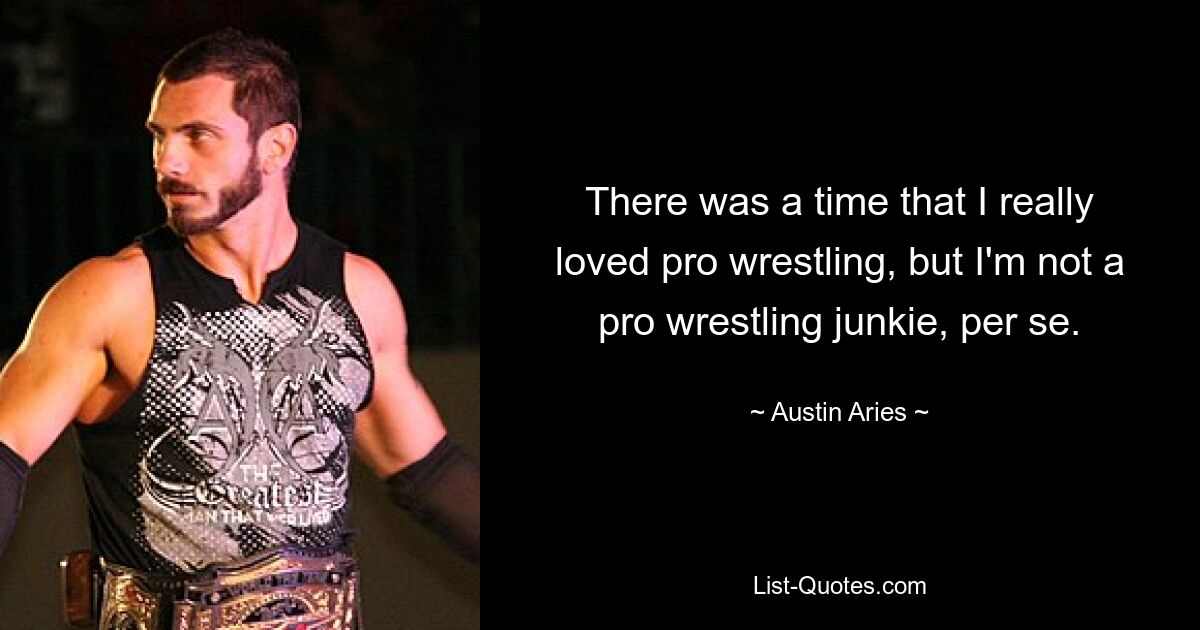 There was a time that I really loved pro wrestling, but I'm not a pro wrestling junkie, per se. — © Austin Aries