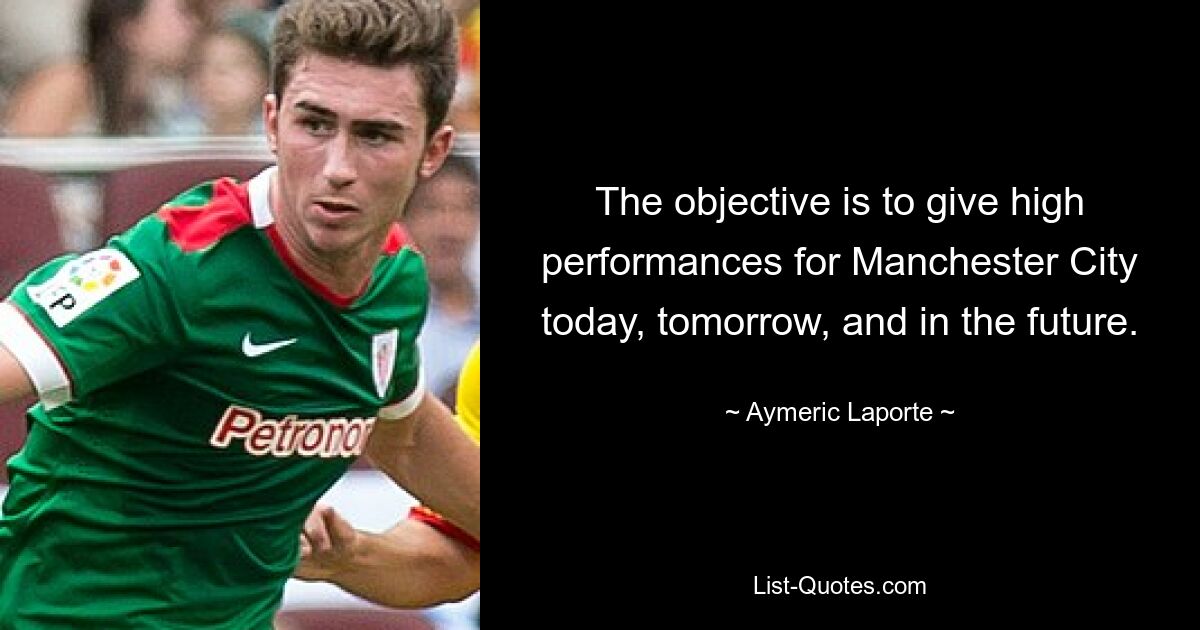 The objective is to give high performances for Manchester City today, tomorrow, and in the future. — © Aymeric Laporte