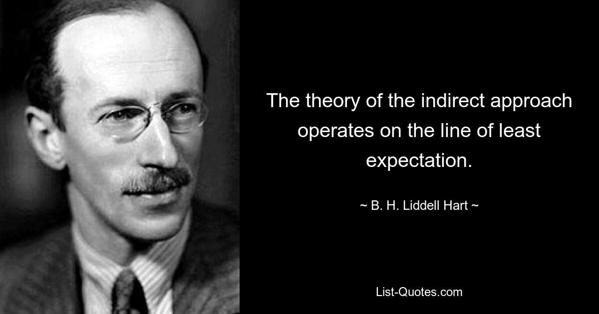 The theory of the indirect approach operates on the line of least expectation. — © B. H. Liddell Hart