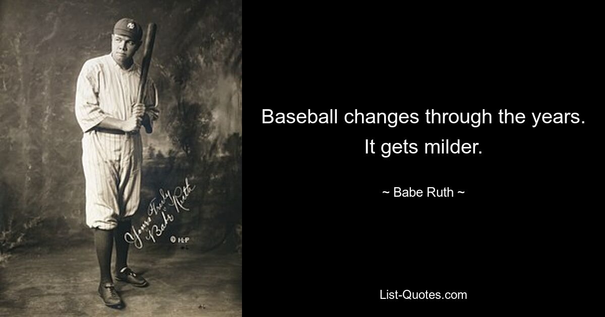 Baseball changes through the years. It gets milder. — © Babe Ruth