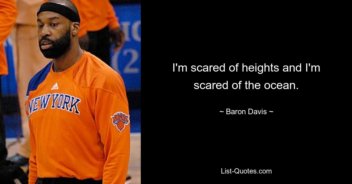 I'm scared of heights and I'm scared of the ocean. — © Baron Davis