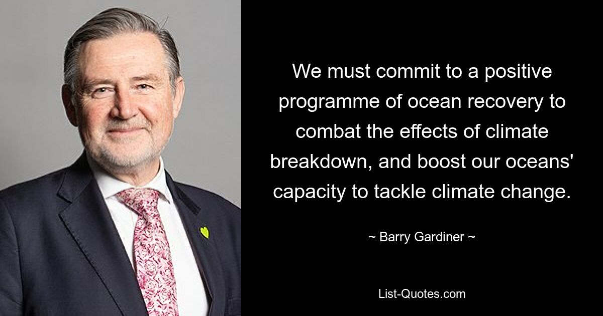 We must commit to a positive programme of ocean recovery to combat the effects of climate breakdown, and boost our oceans' capacity to tackle climate change. — © Barry Gardiner